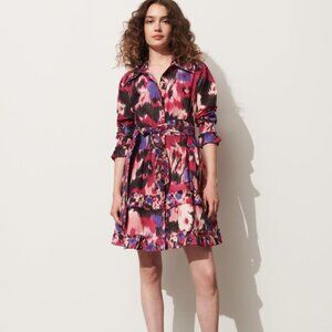 NWOT Figue Cami Shirt Dress Belted Ruffle Trim Dress S